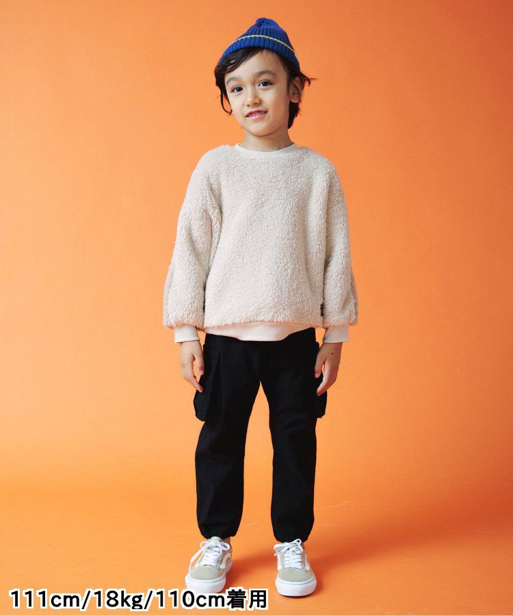 日本 BREEZE - 泰迪熊絨毛保暖長袖上衣-繽紛撞色