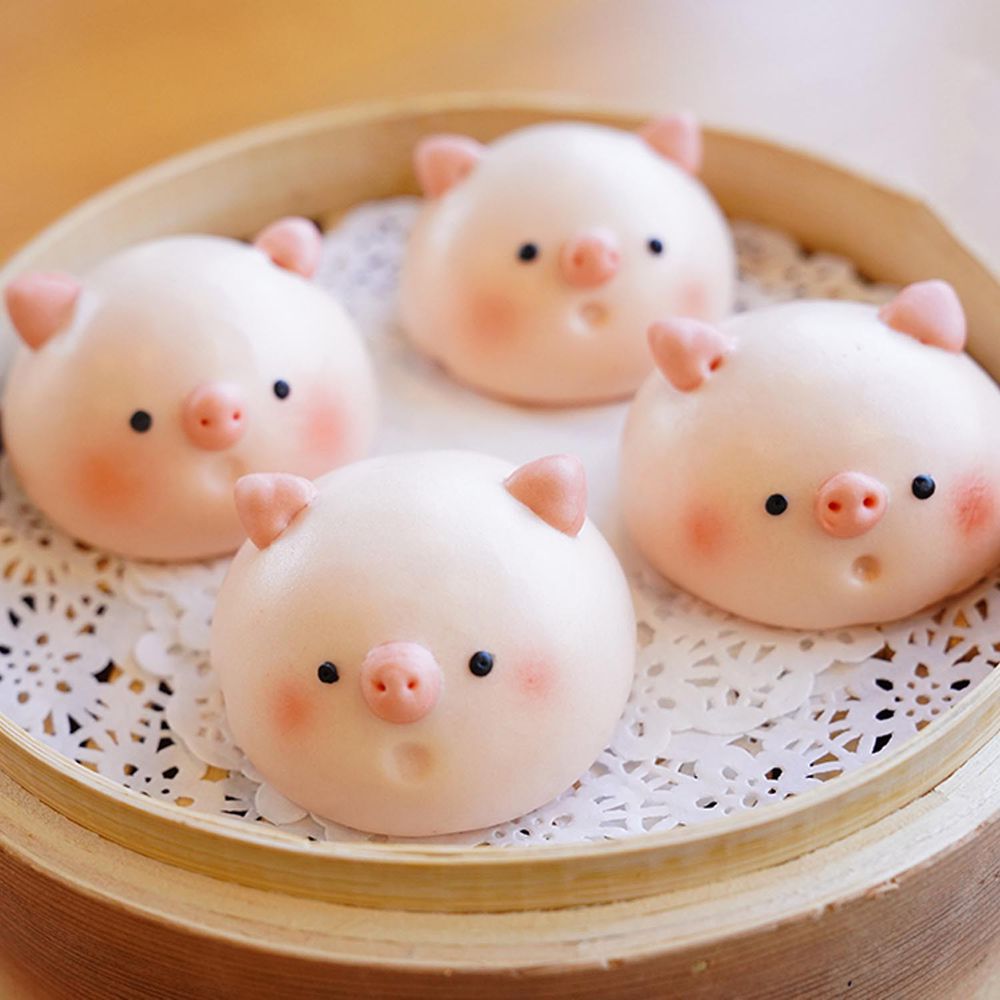 美姬饅頭 - 小豬豬活菌豬高麗菜造型包子 (6入)-50g