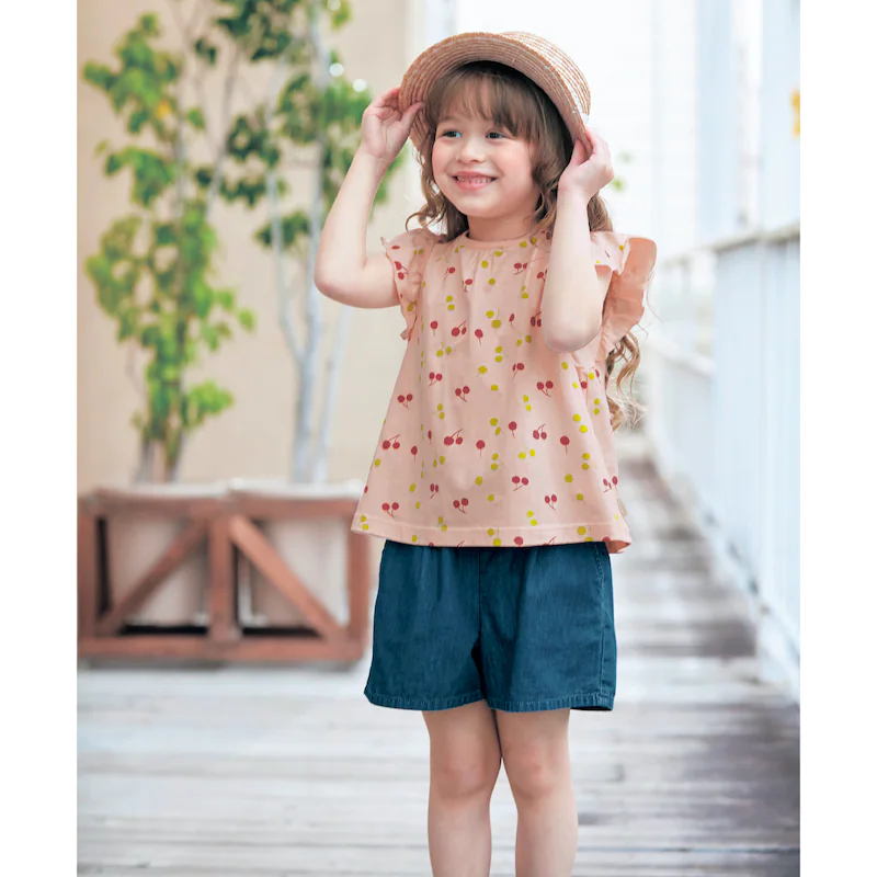 日本千趣會 - GITA 涼爽天竺棉短袖上衣-粉紅鶴-白