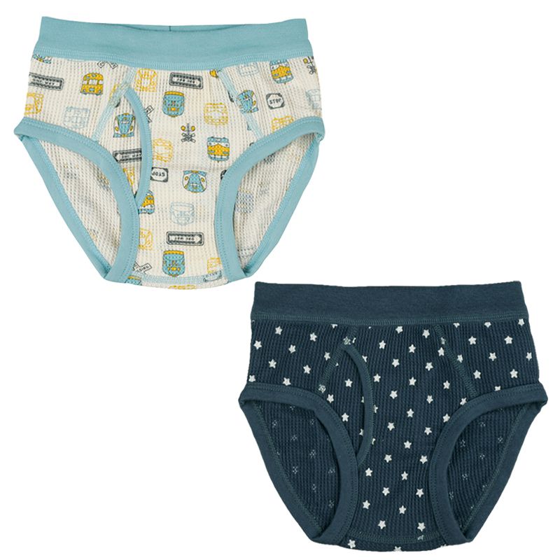 akachan honpo - 三角褲2件組-電車、星星-深藍色