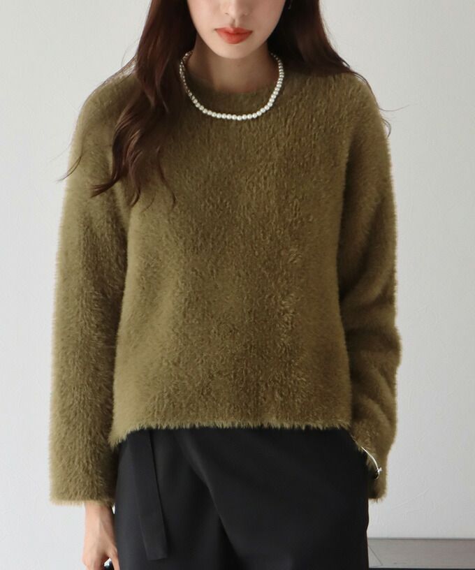 日本 BLUE EAST - 柔軟毛絨圓領毛衣-天使白