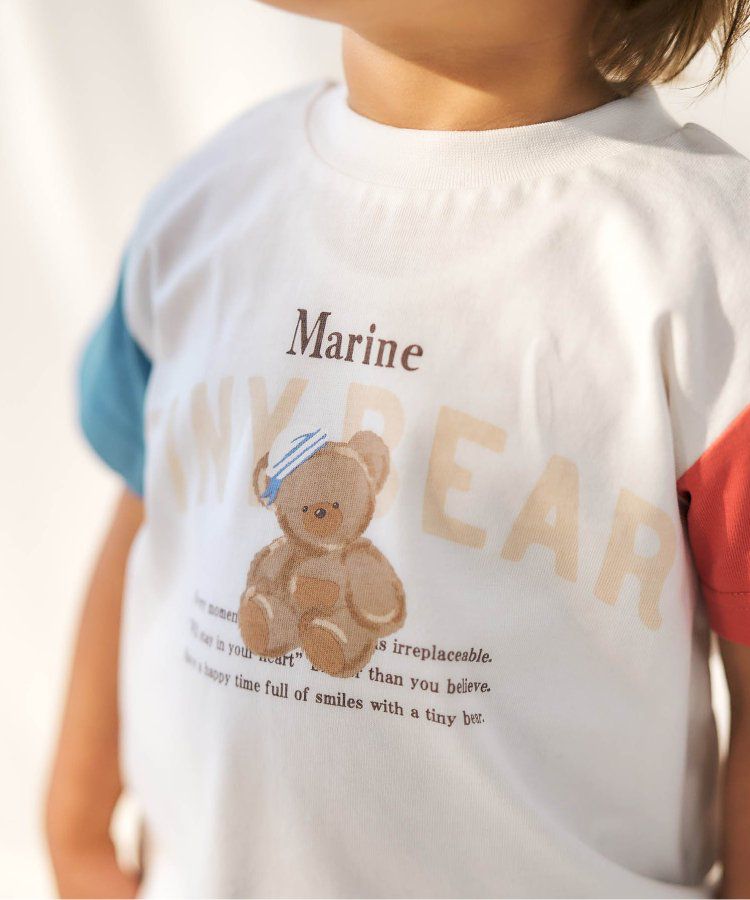 日本 apres les cours - 超萌小熊聯名特色刺繡短袖上衣-海軍熊-黃