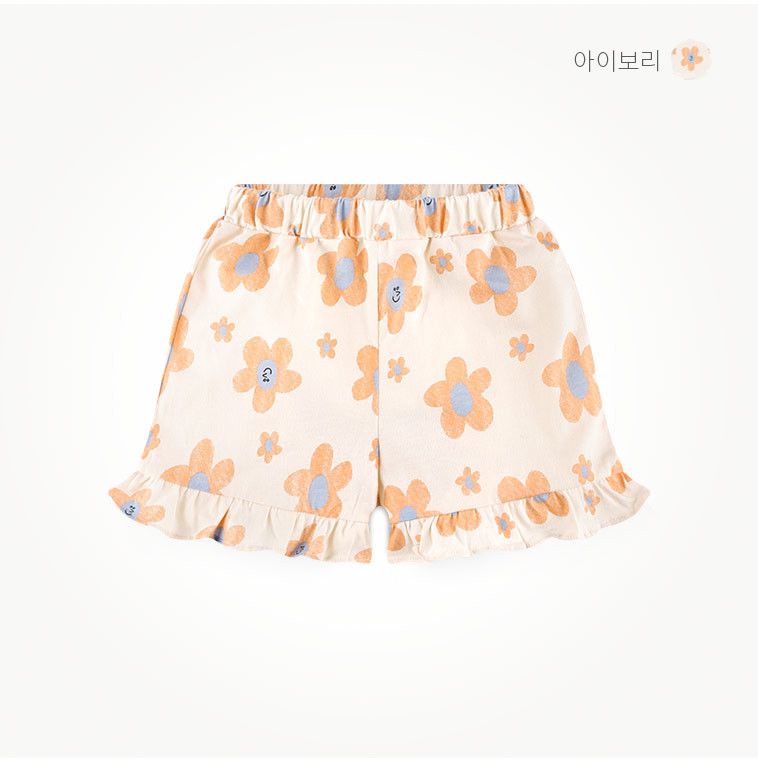 韓國 milk mile - 滿版花朵荷葉點綴套裝-黃X白花