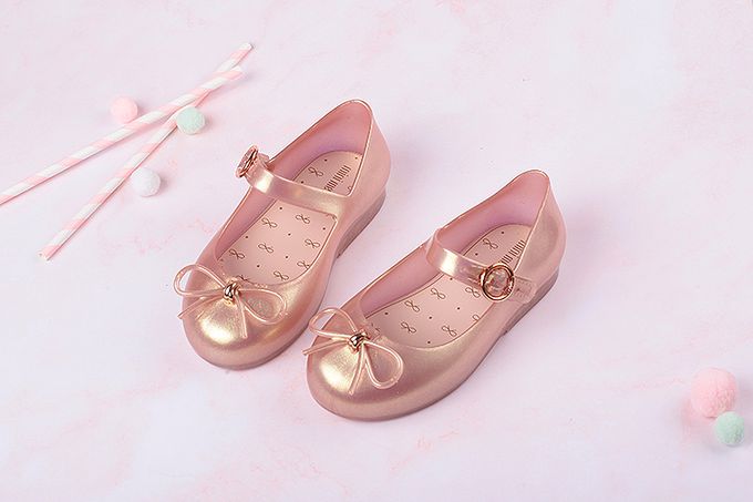 Melissa - Melissa浪漫甜心蝴蝶結粉金色兒童公主鞋香香鞋-粉金色