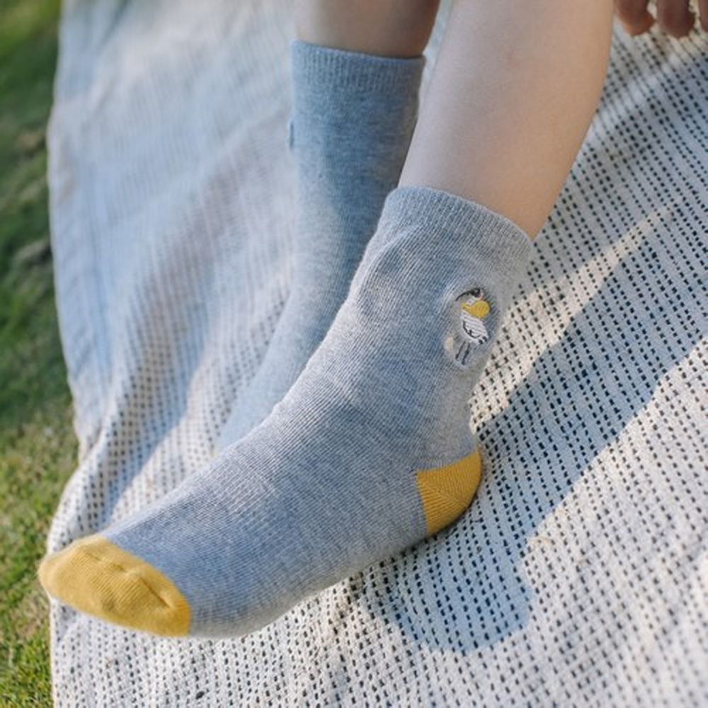 抗菌除臭中筒襪(親子襪)-黑面琵鷺-灰-團購專案