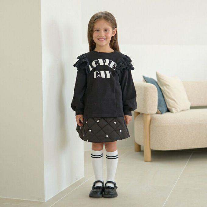 日本 Lycee mine - 滿版愛心俏麗絎縫褲裙-咖啡