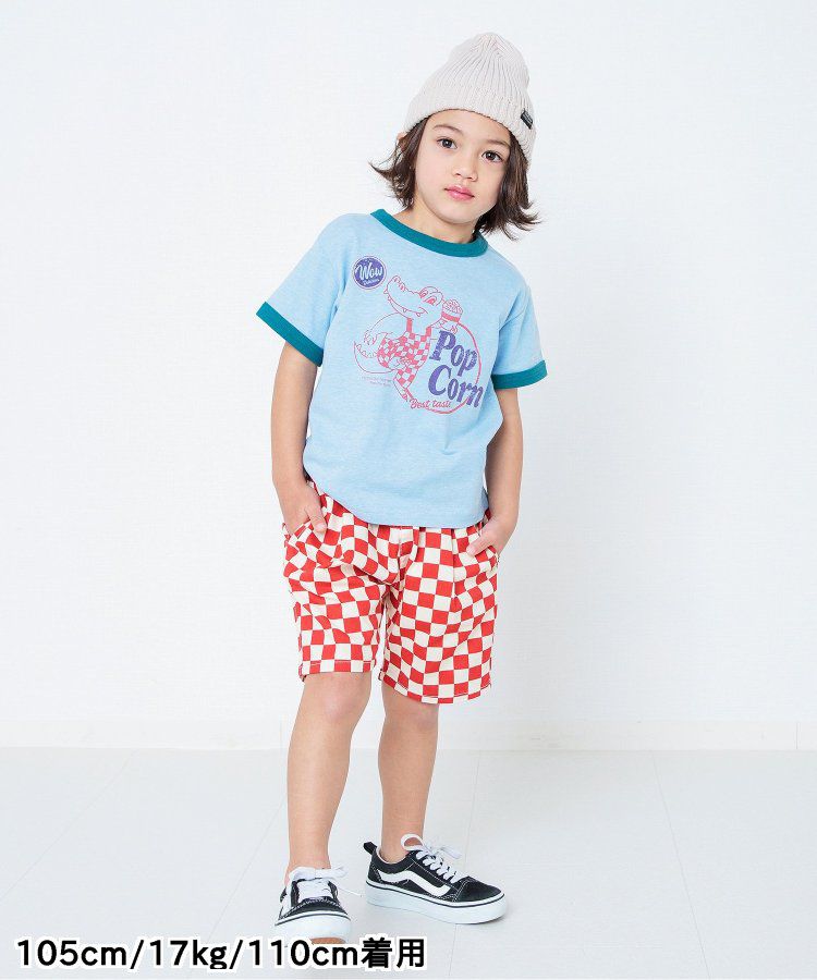 日本 BREEZE - 美式復古印花撞色邊短袖上衣-甜甜圈店-灰