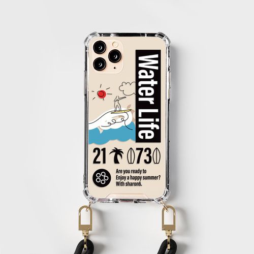 韓國 SHARON6 - 設計款編繩防摔手機殼(編繩另外加購)-衝浪假期 (iPhone-SE(2020) / 7 / 8)