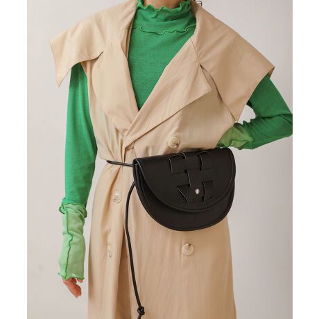 日本 Bab - 編織造型皮革半月小包-草綠