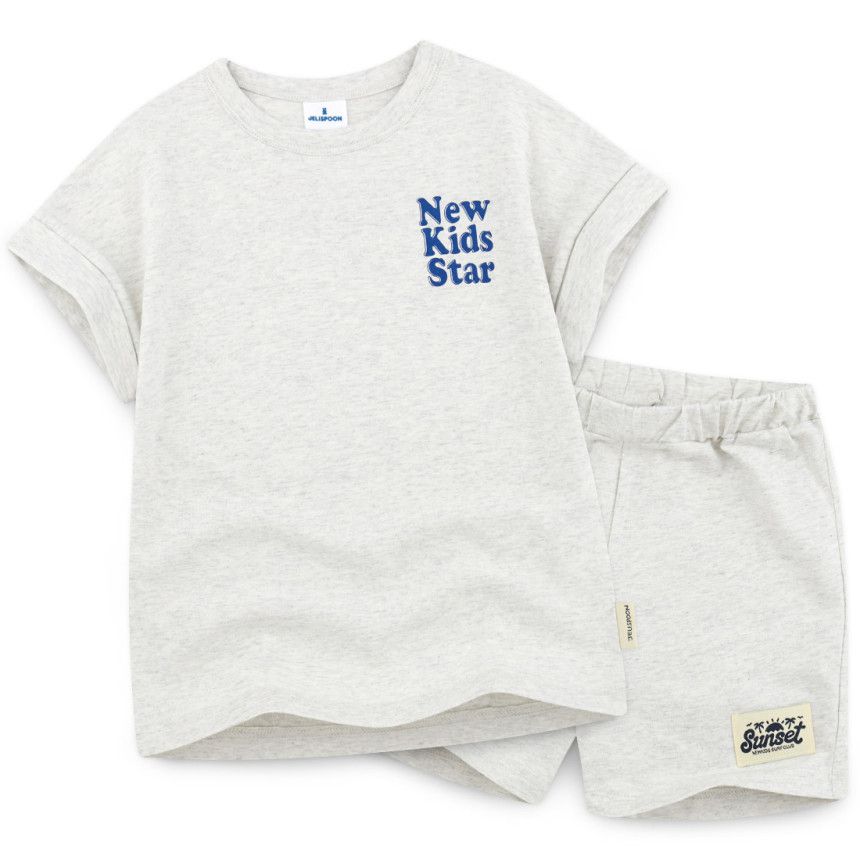 韓國 Jelispoon - NEW KIDS文字印套裝-淺灰