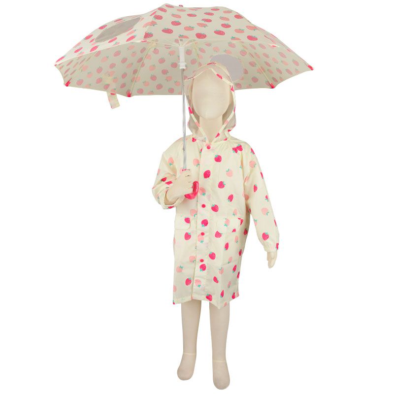akachan honpo - 強力防潑水雨衣-草莓-象牙白色