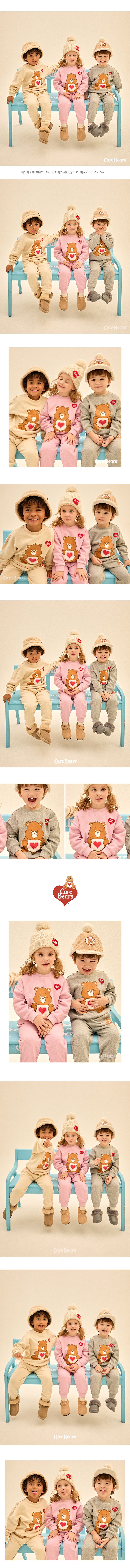 韓國 Care Bears - 聯名款大圖印長袖內磨毛套裝-灰