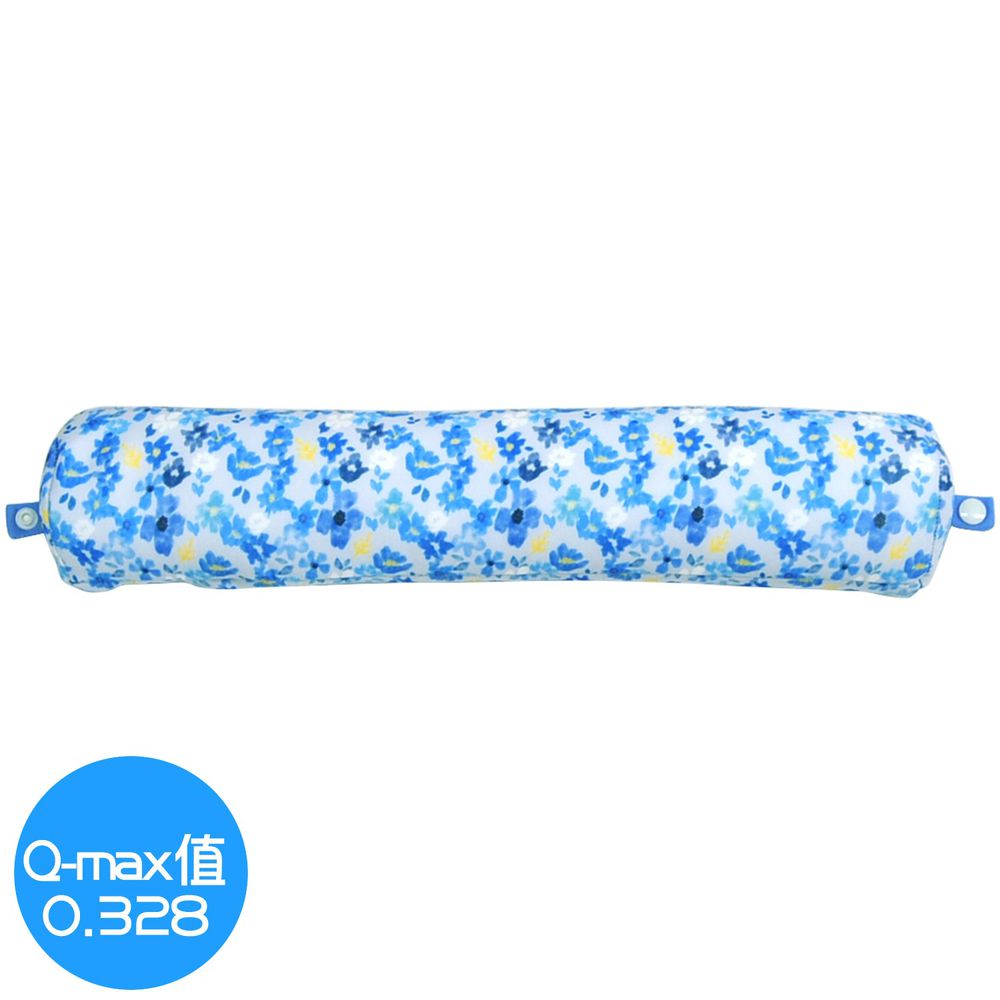 日本 DAIKAI - 接觸涼感U型午睡枕/電腦靠手枕(附釦)-百花齊放-水藍 (40x8.5cm)