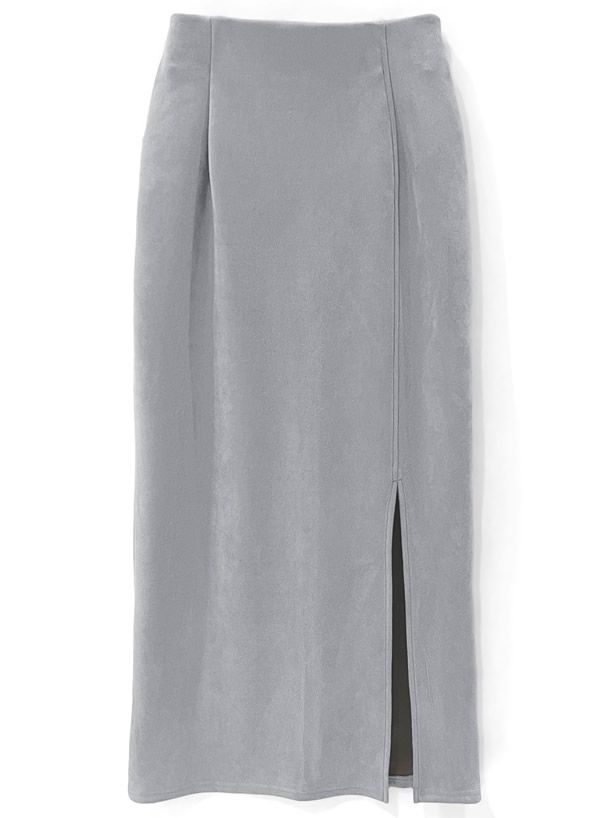 日本 GRL - 優雅百搭開衩麂皮長裙-深可可