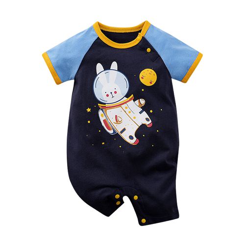 JoyNa - 棉質短袖包屁衣 短袖嬰兒服-太空兔