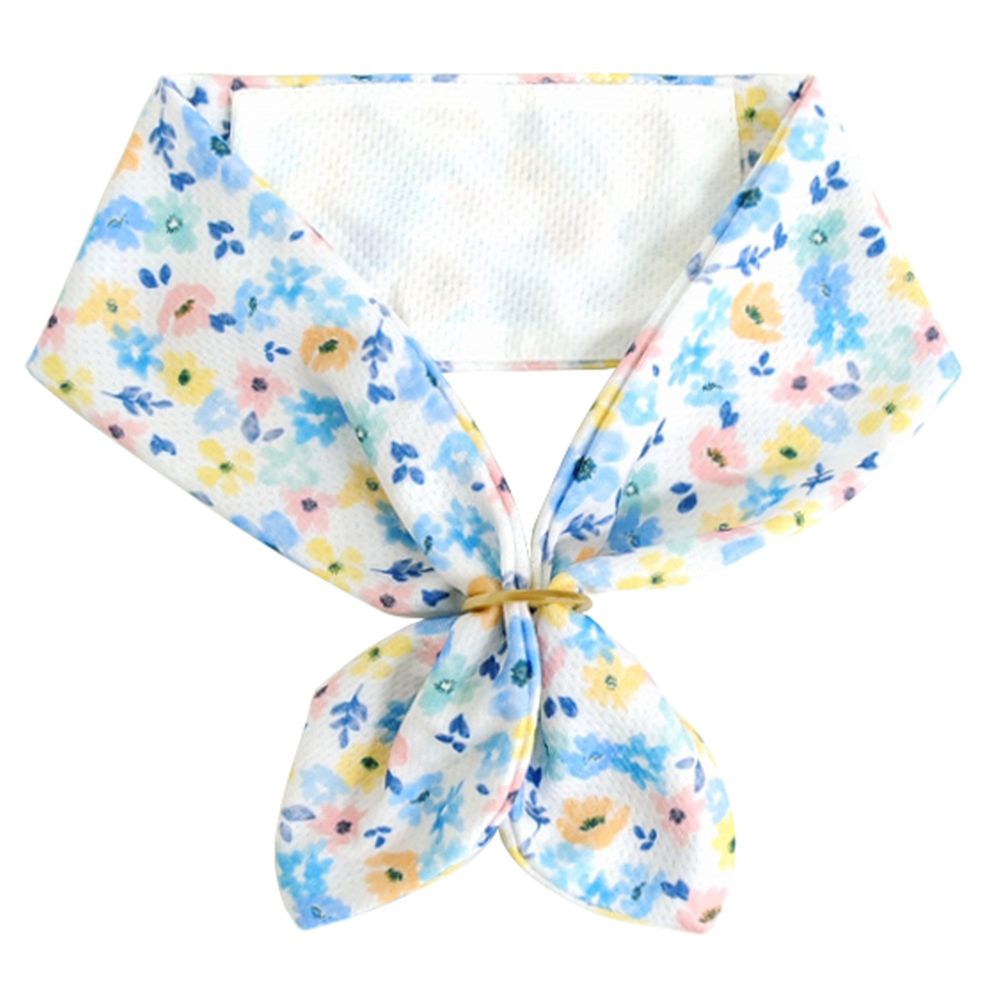 日本 DAIKAI - 抗UV接觸冷感 水涼感領巾(可放保冷劑)-百花齊放-粉黃藍 (70x8cm)