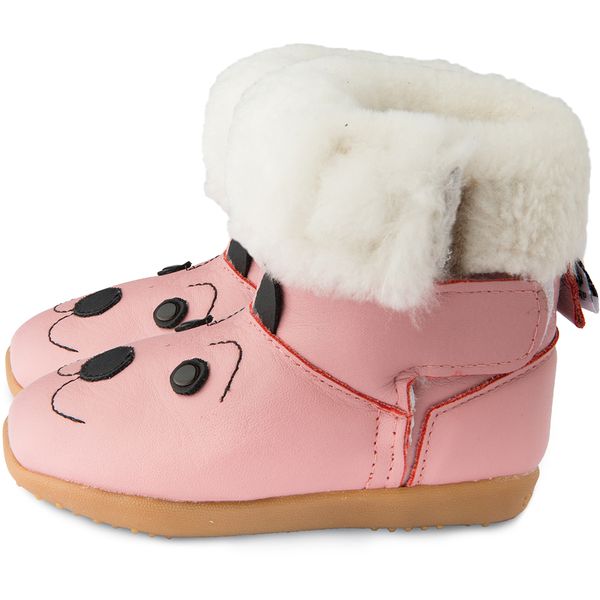 英國 shooshoos - 健康無毒真皮手工童鞋/靴子/童靴-粉紅毛狗狗