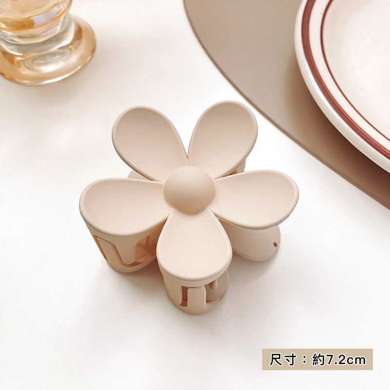 百搭奶咖啡色系抓夾-花朵-卡其色