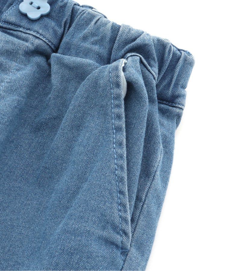 日本 apres les cours - 涼感素材下擺開叉8分褲-牛仔藍