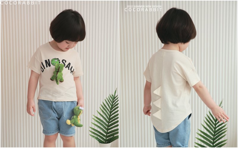 韓國 Coco rabbit - 恐龍娃娃造型T-米白