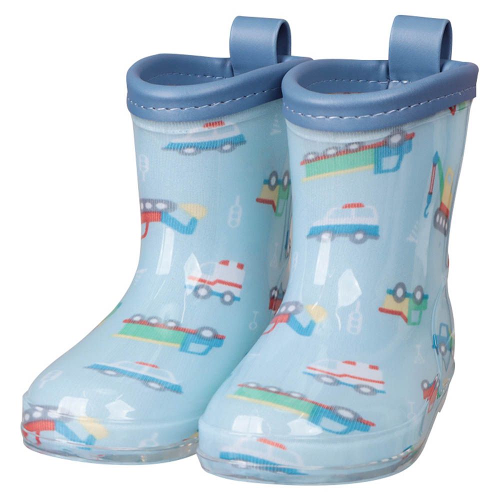 易分左右腳!雨鞋-車子-藍色