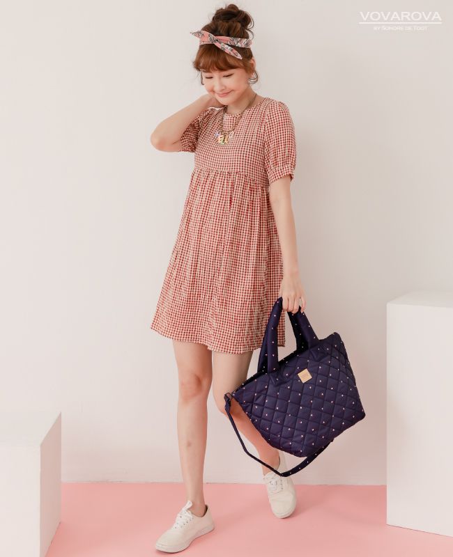 VOVAROVA - 三層夾心大托特包-朵朵愛心-藍 (24cmx20cmx27cm)