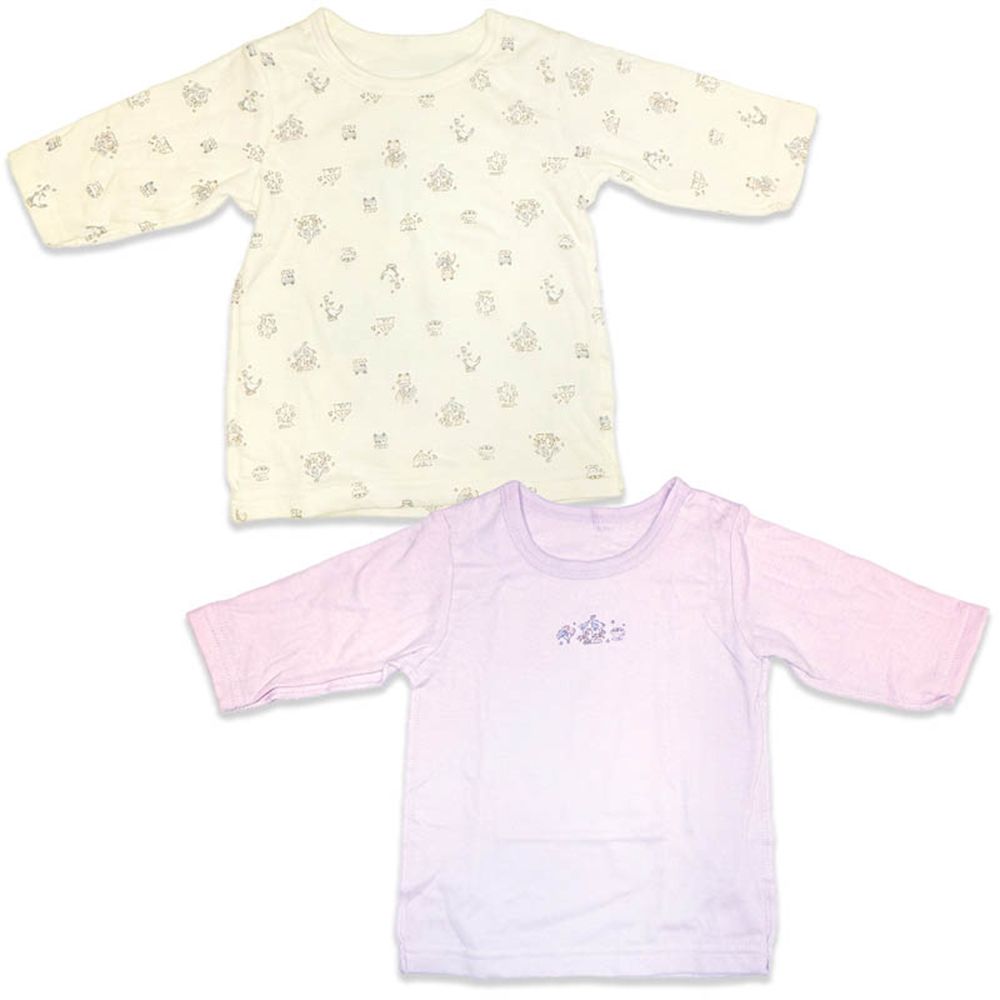 長袖圓領上衣2件組-蓬鬆棉 遊樂園-紫色