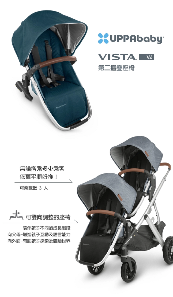 美國UPPAbaby - VISTA V2 摺疊座椅-奶茶色 LIAM