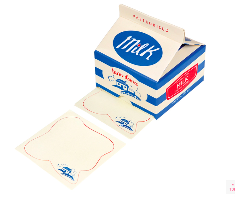 英國 Rex London - 牛奶盒造型便條紙-藍白線條