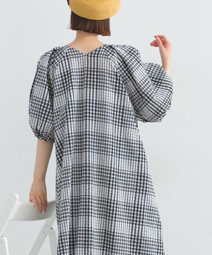 日本 Lupilien - 前後2way 印度棉泡泡袖輕盈洋裝-淺軍綠