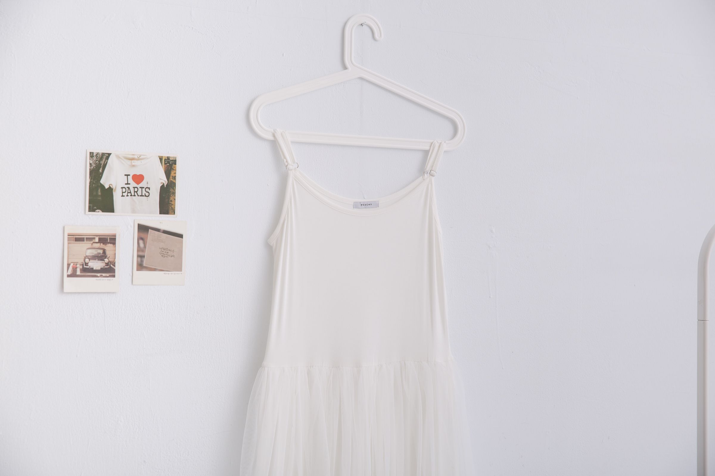 Peachy - 獨家訂製綿柔連身紗裙-細肩帶連身款-夢幻白 (F)