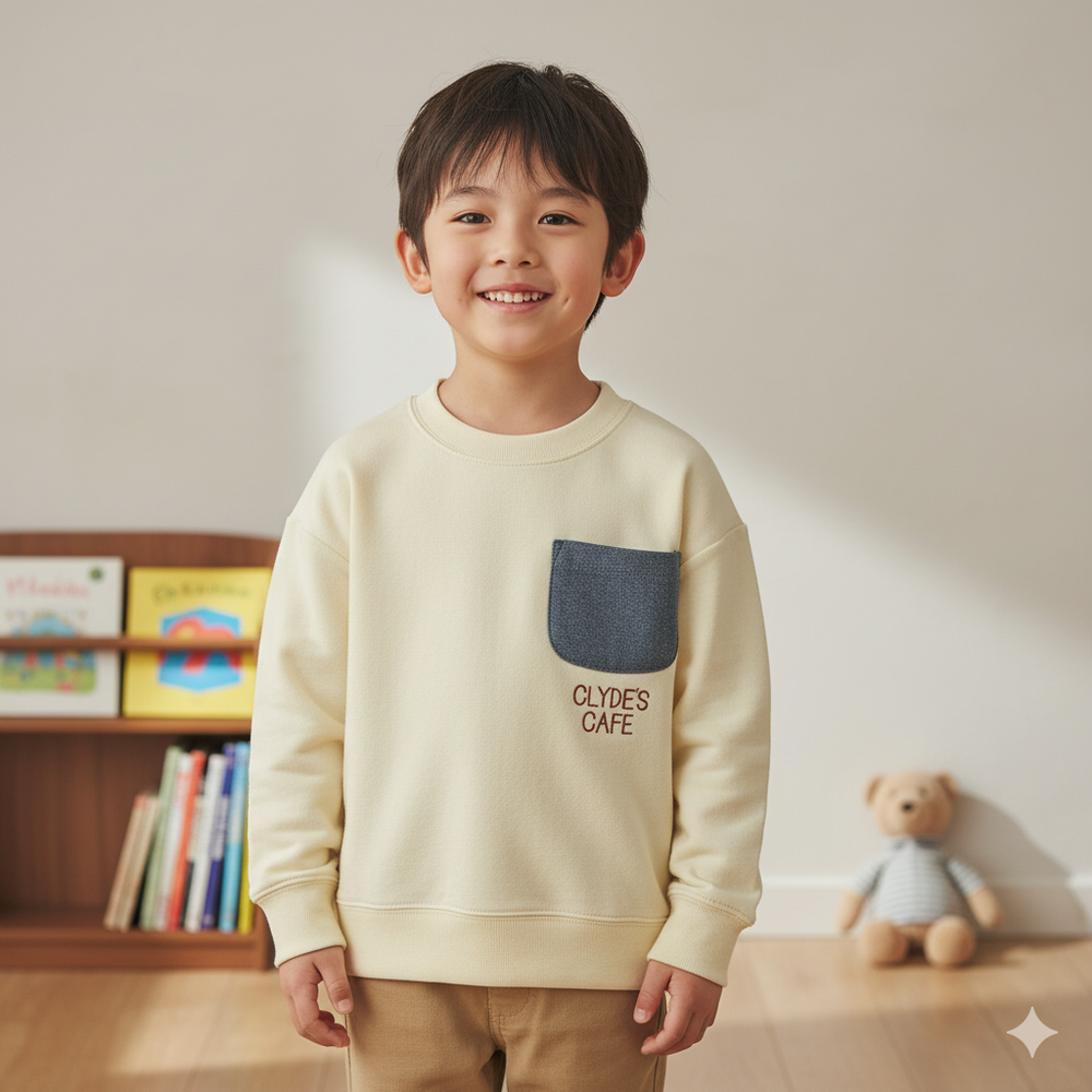 背後印花休閒上衣-象牙白色