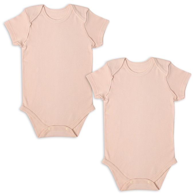 akachan honpo - 短袖有機包屁衣2件組-套頭式-粉紅色