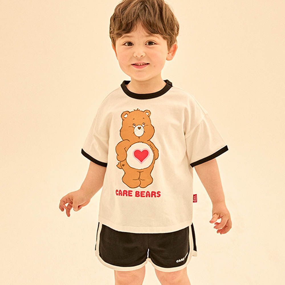 聯名款運動風短袖套裝-愛心熊熊-黑