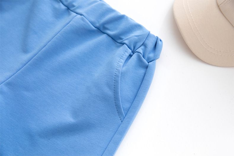 FANMOU - 奧爾棉腰鬆緊運動短褲-飛機-藍色