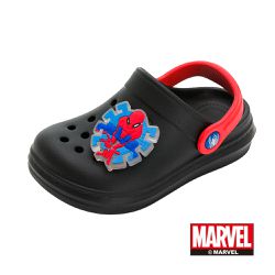 漫威MARVEL - 蜘蛛人 童鞋 電燈洞洞鞋/拖鞋 MNKG45320-輕量防水-黑紅-(中大童段)