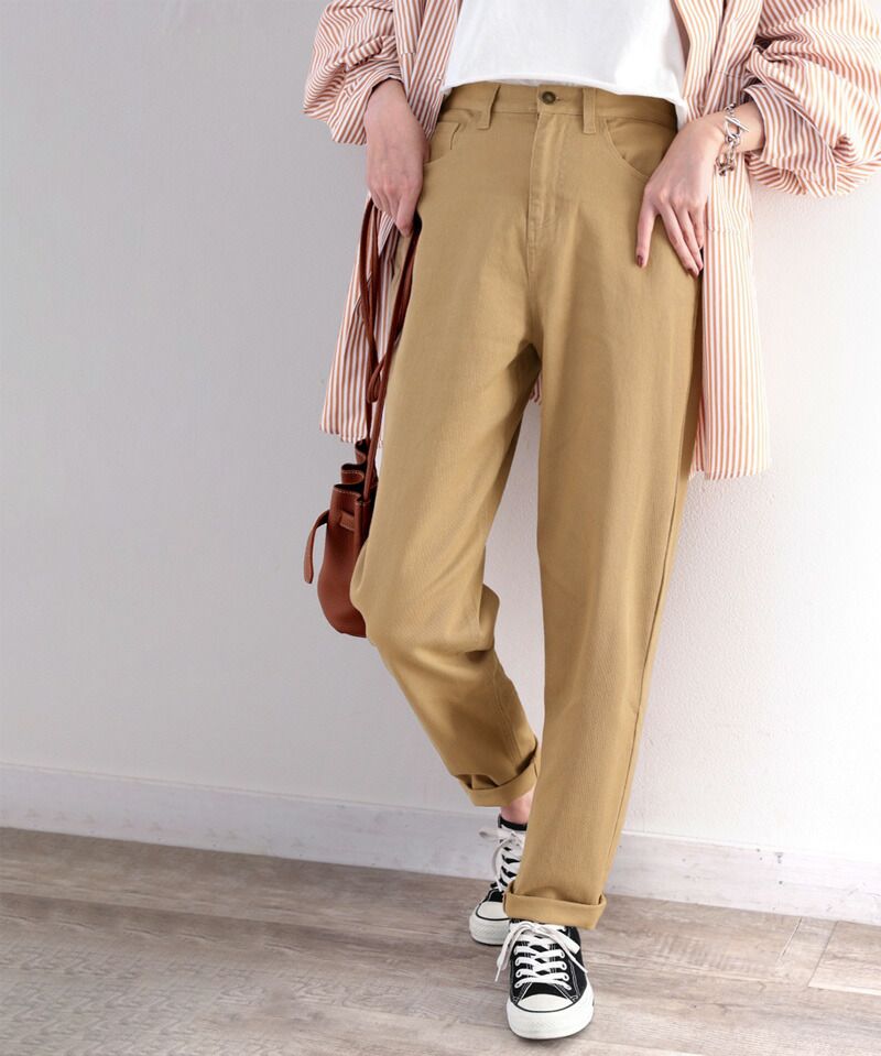 日本 Classical Elf - 透氣舒適百搭錐形美腿長褲-軍綠