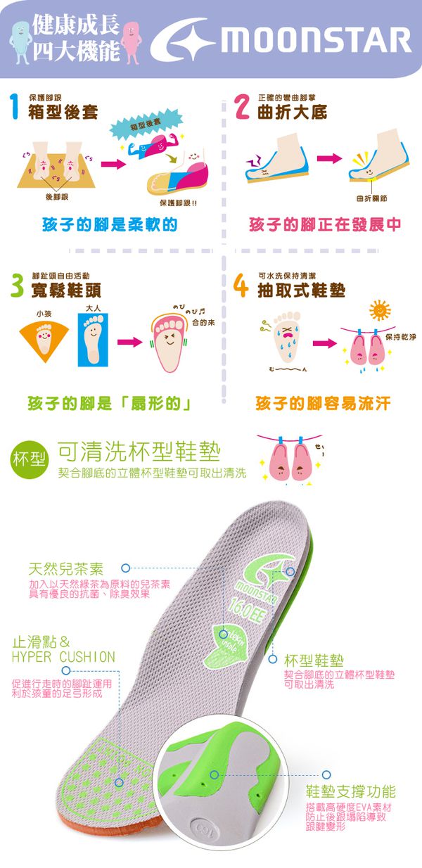 Moonstar日本月星 - Moonstar日本玫瑰粉色兒童機能運動鞋