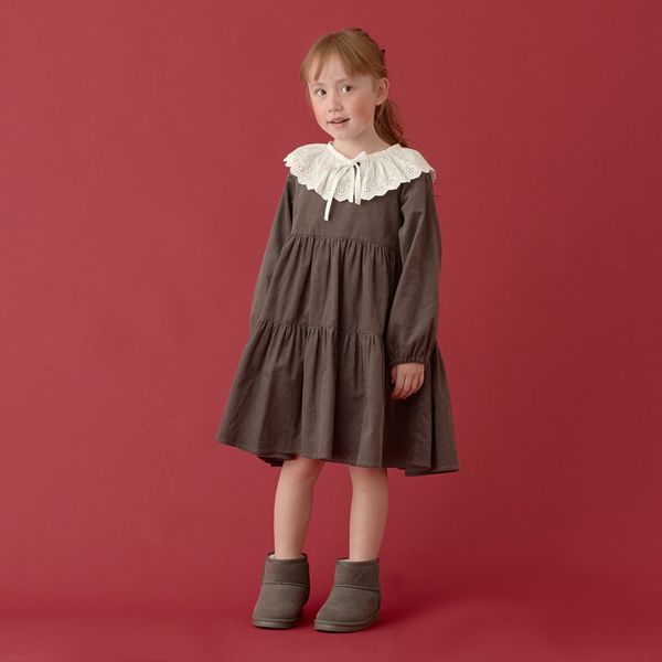 日本 Lycee mine - 可人兒蛋糕分層長袖洋裝(蕾絲領可拆)-粉紅