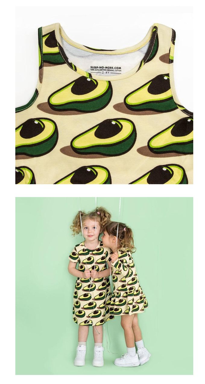 英國 SLEEP NO MORE - 100% 有機棉兒童無袖洋裝-酪梨 (2-4Y)