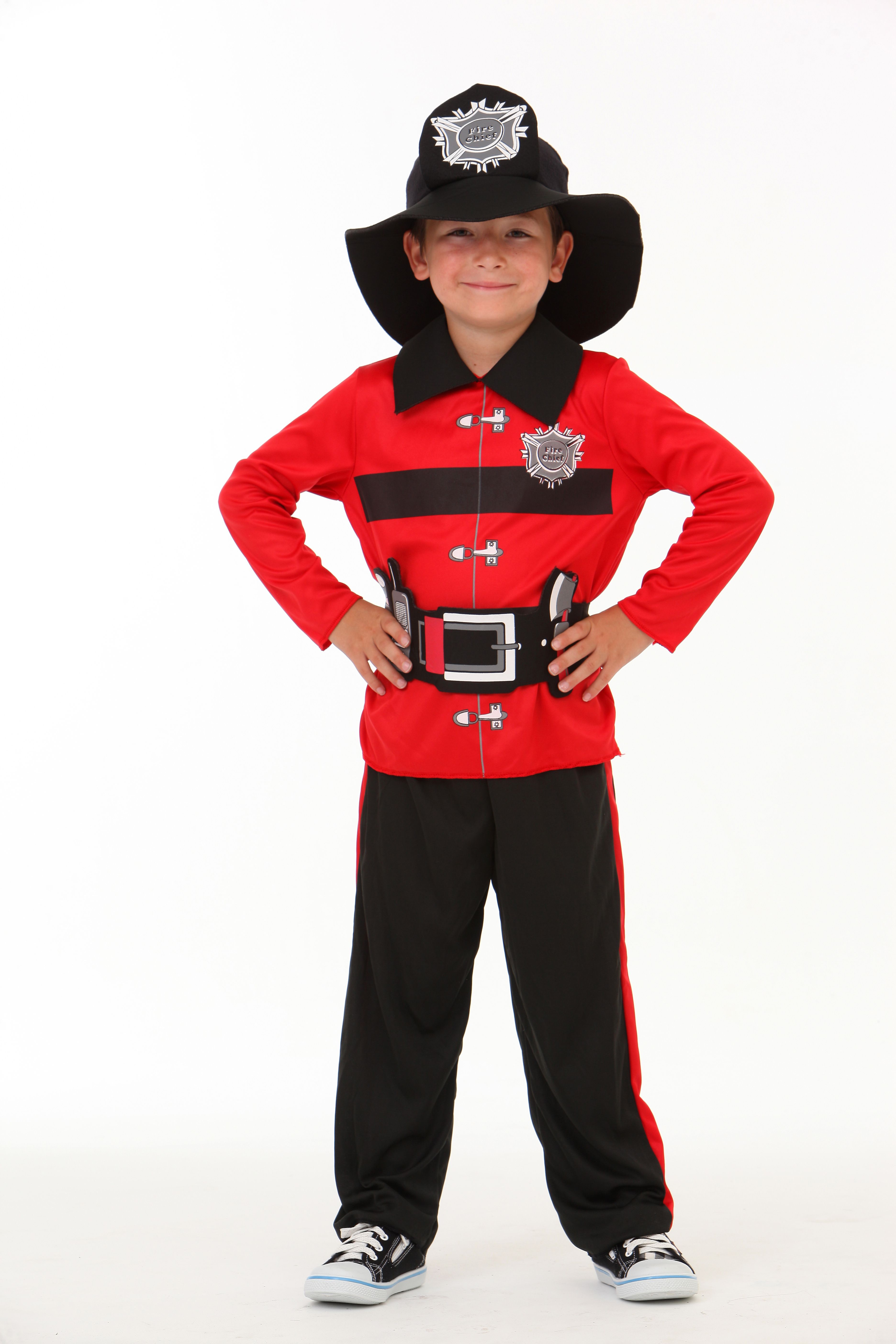 Love, Charlotte - 小小消防員-紅消防員褲裝-內含上衣+褲子+帽子+腰帶