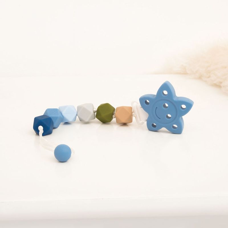 英國 JoJo Maman BeBe - 嬰幼兒矽膠玩具鍊/奶嘴鍊-水藍