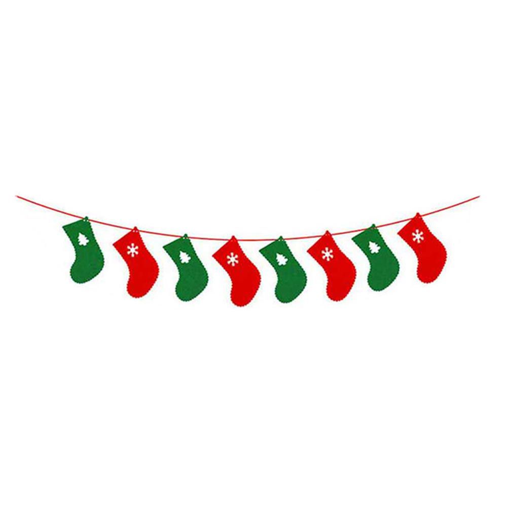 聖誕節裝飾彩旗-聖誕襪拉旗-綠+紅 (長度約250cm)