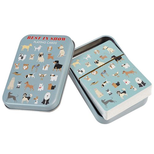 英國 Rex London - 鐵盒裝塑膠撲克牌/紙牌-萌狗樂園