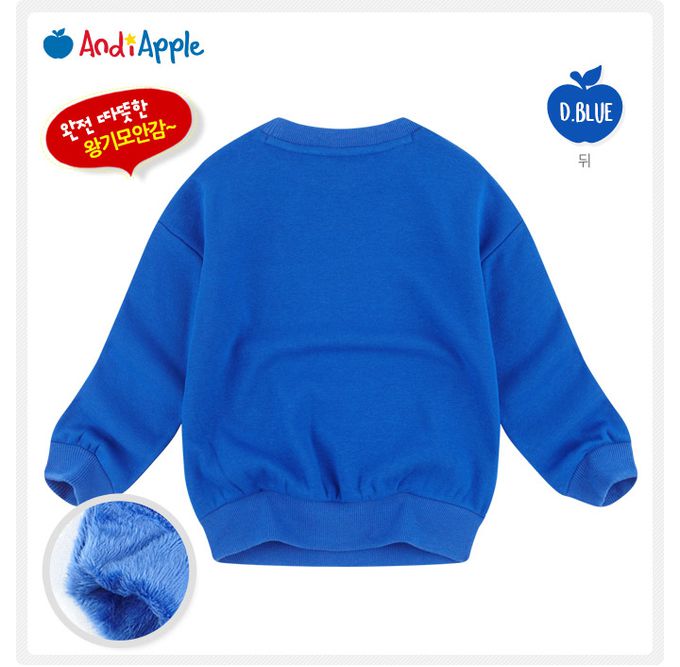 韓國 AndiApple - RAINBOW內刷毛大學T-寶藍