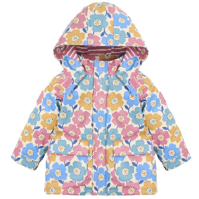 英國 JoJo Maman BeBe - 三合一多功能防水保暖連帽外套-粉彩花卉
