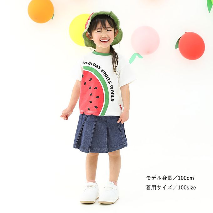 日本 ZOOLAND - 水果切片印花天竺棉短袖上衣-西瓜