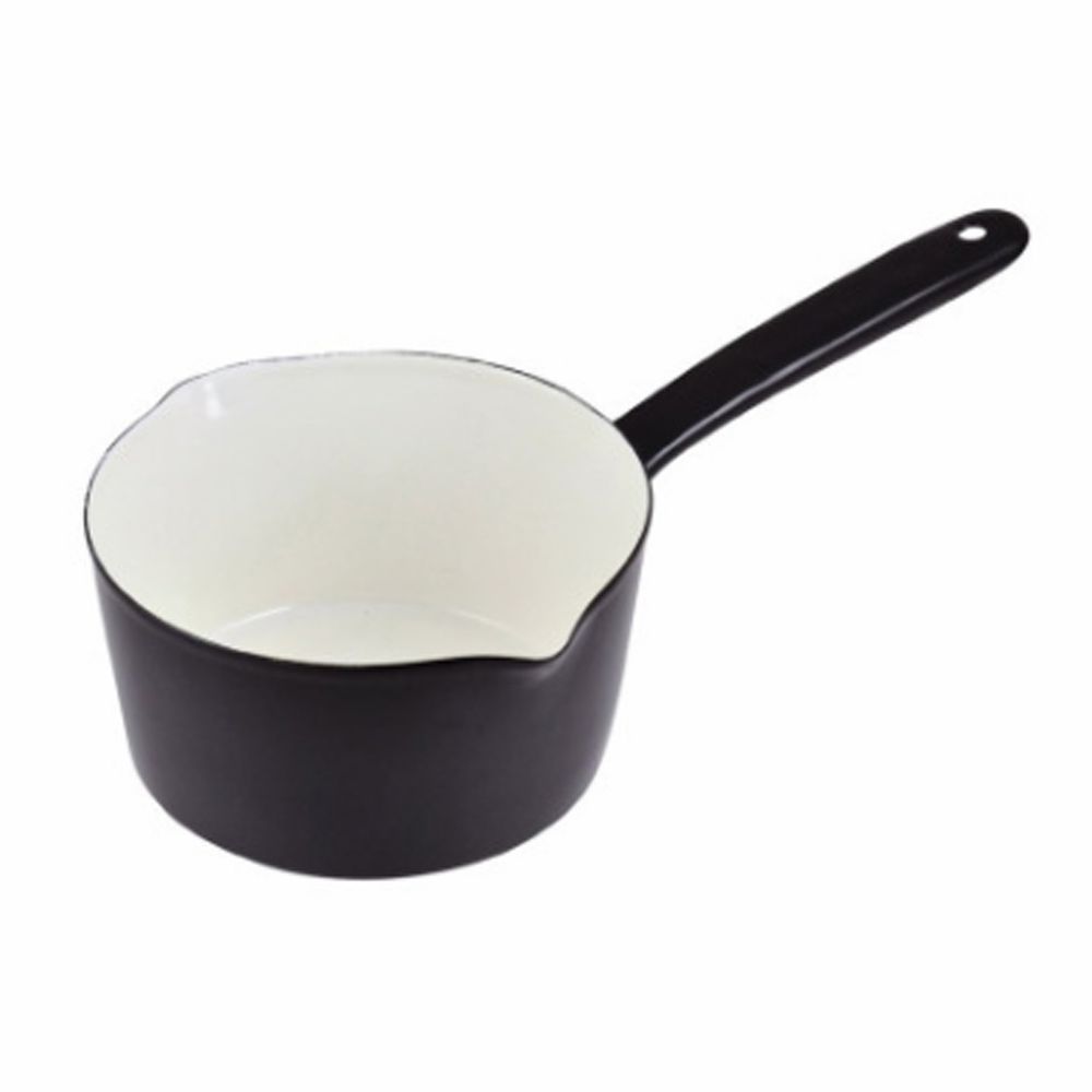 日本 Pearl 金屬 - 琺瑯單柄牛奶鍋-職人黑 (15cm)