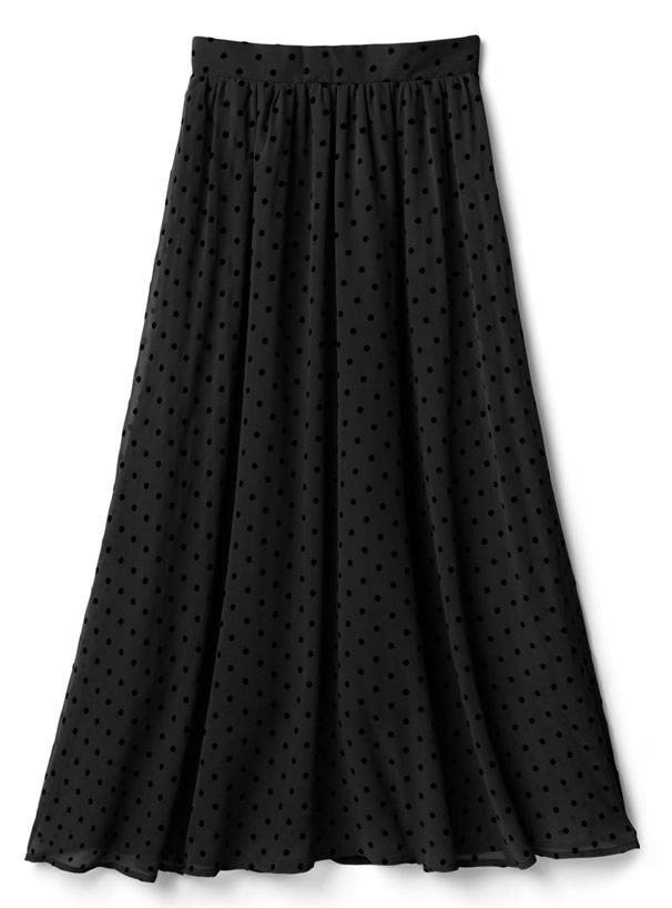 日本 GRL - 復古圓點點雪紡長裙-藍