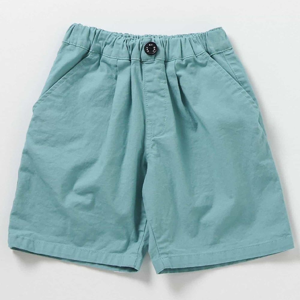 打褶俐落百搭五分褲-綠松石